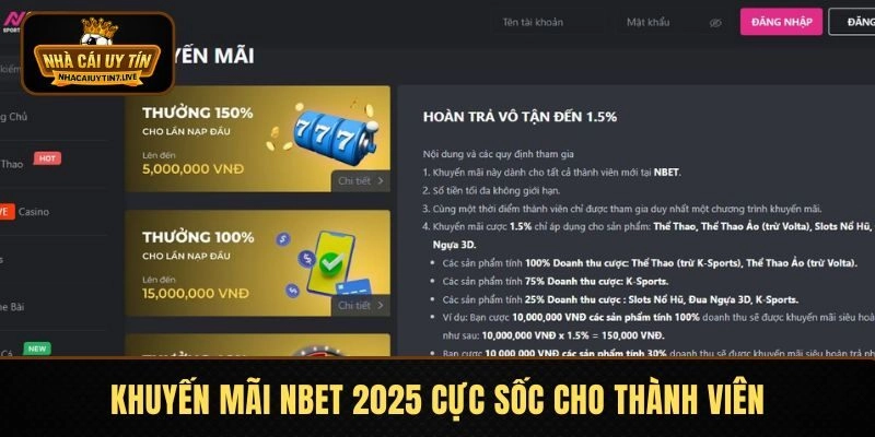 Các khuyến mãi NBET 2025 cực lớn
