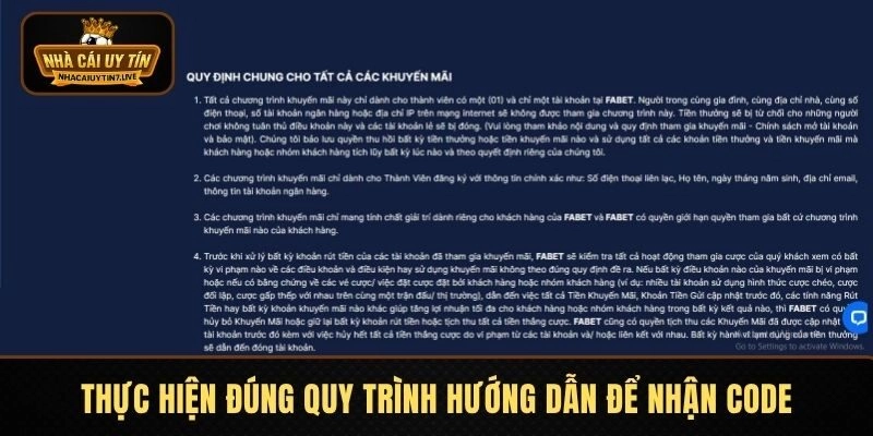 Thực hiện đúng quy trình hướng dẫn để nhận code