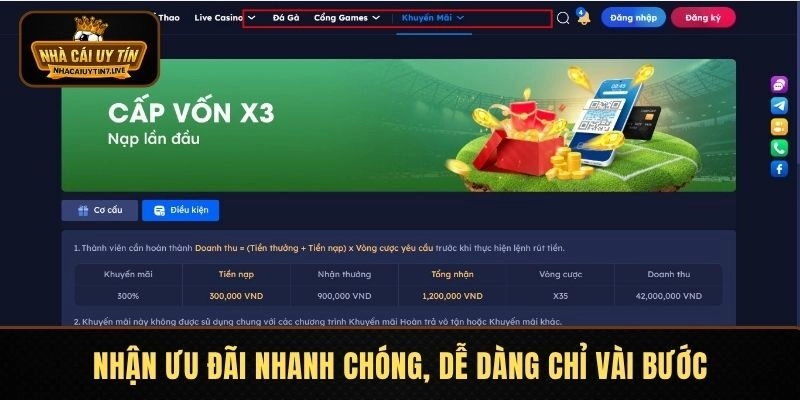 Nhận ưu đãi nhanh chóng, dễ dàng chỉ vài bước