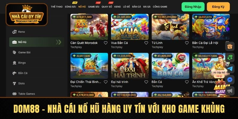 DOM88 - Nhà cái nổ hũ hàng uy tín mang đến kho game khủng