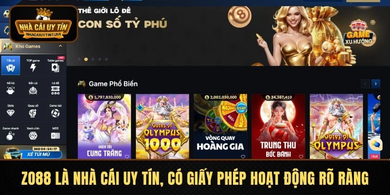 ZO88 là nhà cái uy tín, có giấy phép hoạt động rõ ràng